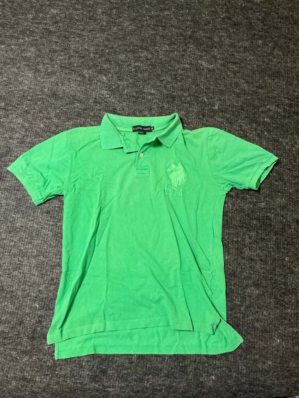 U.S Polo Assn Polo Shirt Mens Size Medium Green Short Sleeve Embroidered Logo